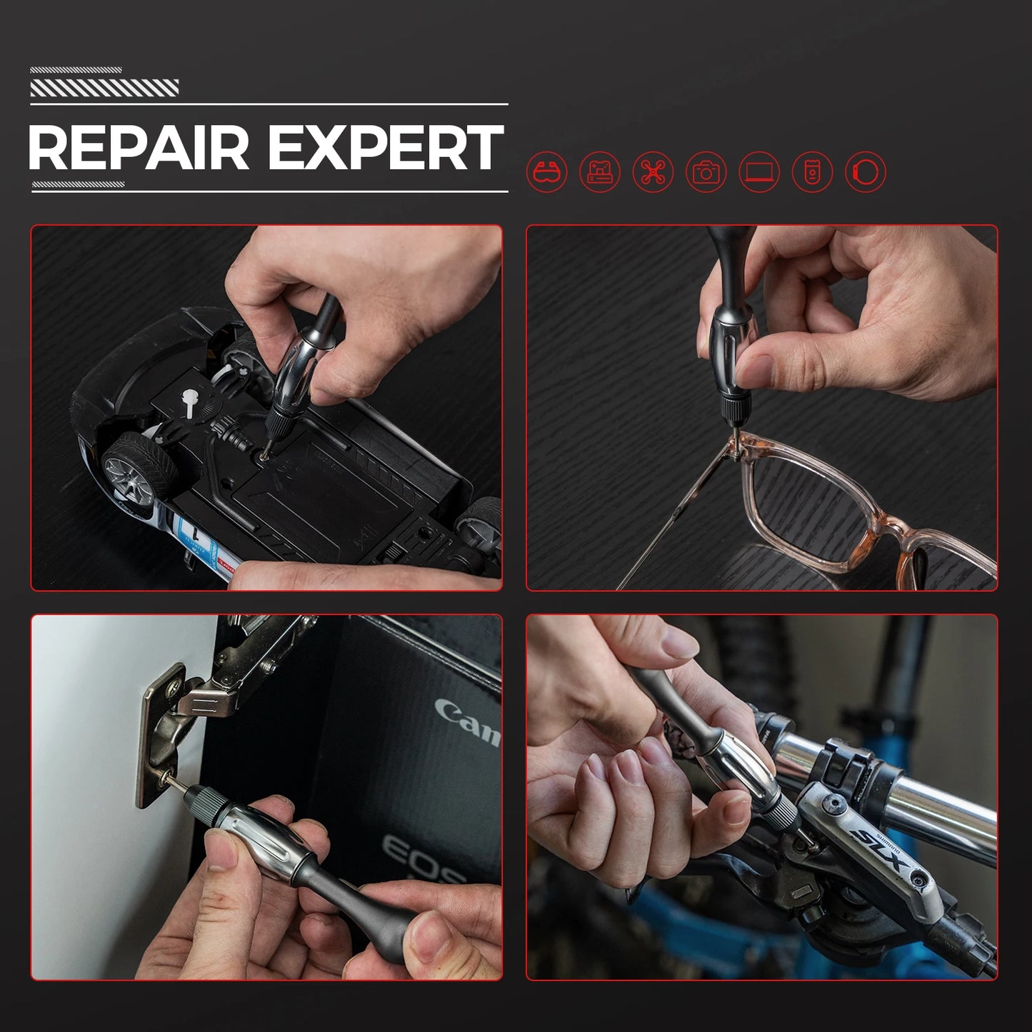 21-in-1 Screwdriver/Drill: non-slip grip, S2 bits, magnetic, quick swap. For jewelry, resin, wood, plastic housework, man's gift
