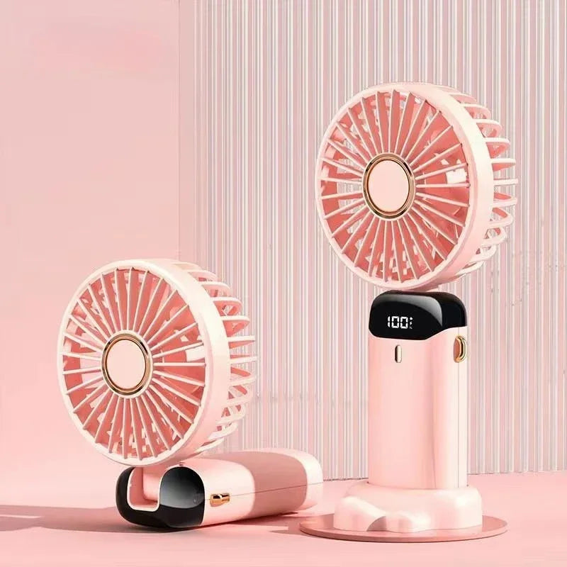 Portable Handheld Mini Fan Digital Battery Display Low Noise Strong Wind Rechargeable Foldable Cooling Fan For Travel Outdoor