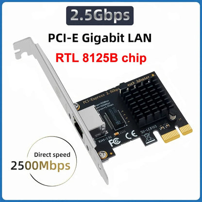 2.5G PCI-E Network Card RTL8125B Chip Gigabit Ethernet PCI Express Network Card 10/100/2500Mbps 1Gbps/2.5Gbps RJ45 LAN For PC