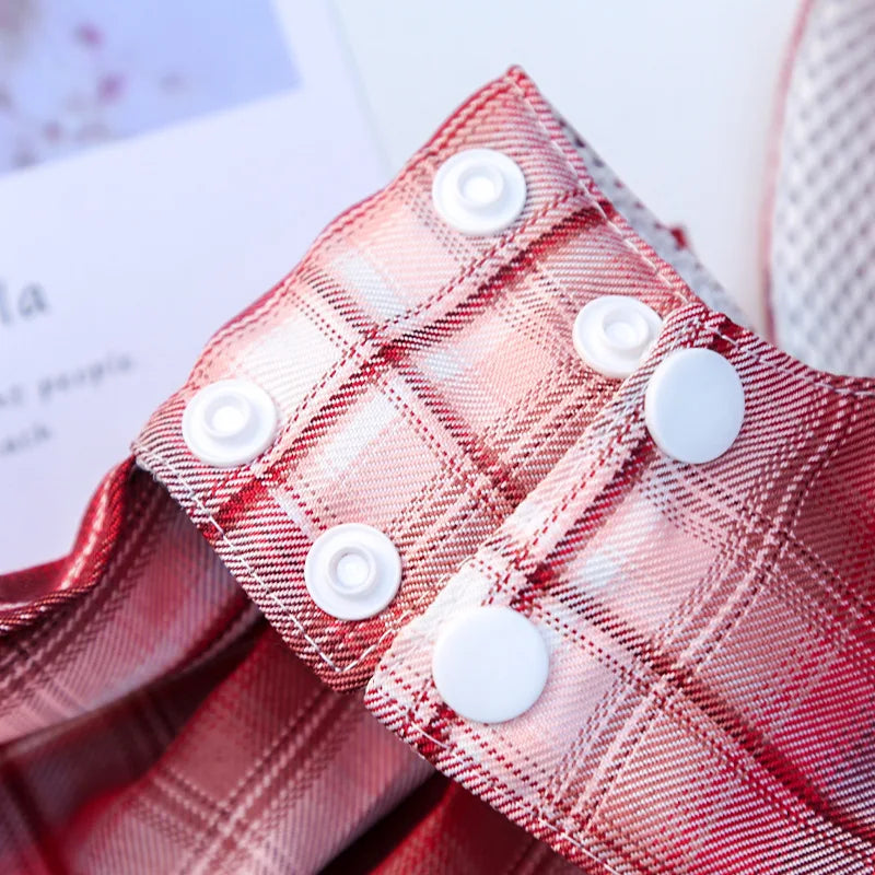 Bow Puppy Cat Dresses Summer Pet Clothes Fashion Plaid JK Dress with Leash Sets for Small Dogs Cats Kitten Clothing ropa gato