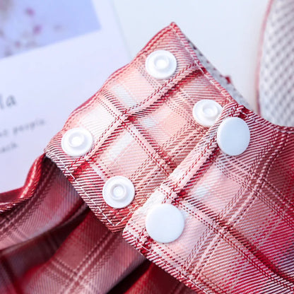 Bow Puppy Cat Dresses Summer Pet Clothes Fashion Plaid JK Dress with Leash Sets for Small Dogs Cats Kitten Clothing ropa gato
