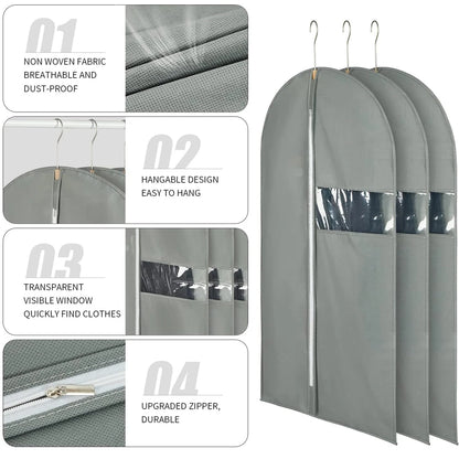 24"X40"Garment Bags for Hanging Clothes Suit Cover Bags for Closet Storage with Clear Window Fabric Protector Bag with Zipper
