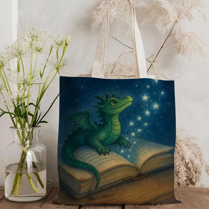 Dragon Sleeping Storage Bags Lightweight Canvas Tote Bag Large Capacity Shoulder Shopper Fashion Eco Multi-Purpose Handbag