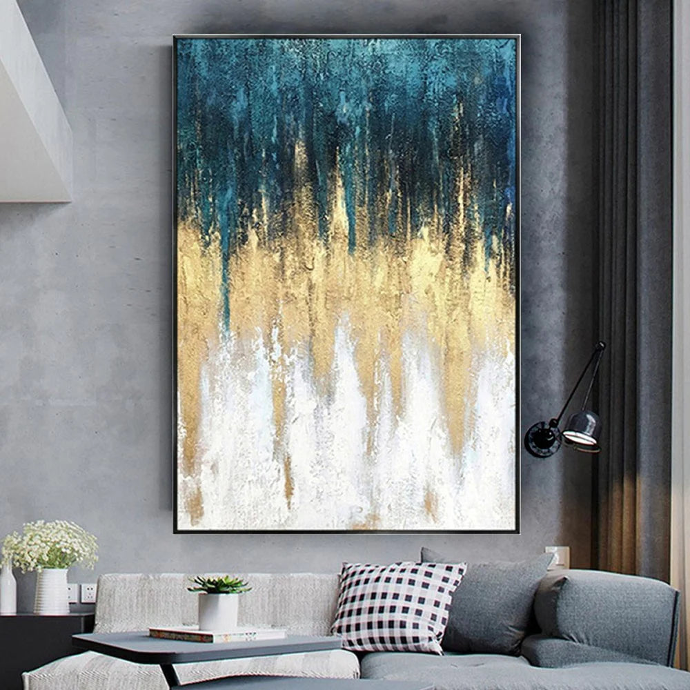 Luxury Home Decor Paint Modern 100% Handmade Abstract Oil Painting On Canvas Pattern For Living Room Wall Art Picture Gold Mural