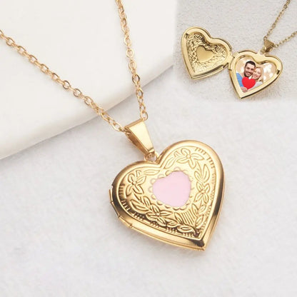 Openable Photo Picture Locket Necklace DIY Necklace Valentine's Day Heart Locket Necklace Friendship Necklace