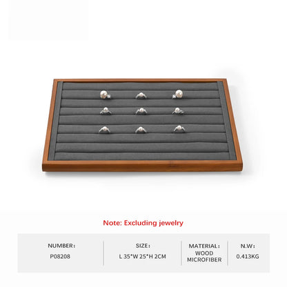 Oirlv Gray Wooden Jewelry Tray  Jewelry Display Viewing Plate Ring Pendant Bracelet Storage Plate Display Tray Jewelry Organizer