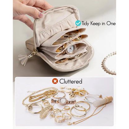 Portable Jewelry Bag Large Capacity Multiple Pockets Jewelry Organizer Bags Classified Jewelry Protective Case Coin Purse