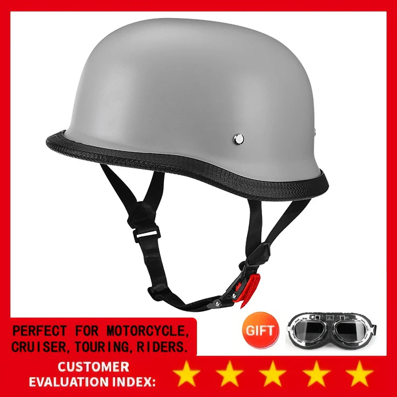 Motorcycle Half Helmet German Leather Vintage Helmet Casco Moto Motorcycle Open Face Helmet Biker Pilot DOT Certification M-L-XL