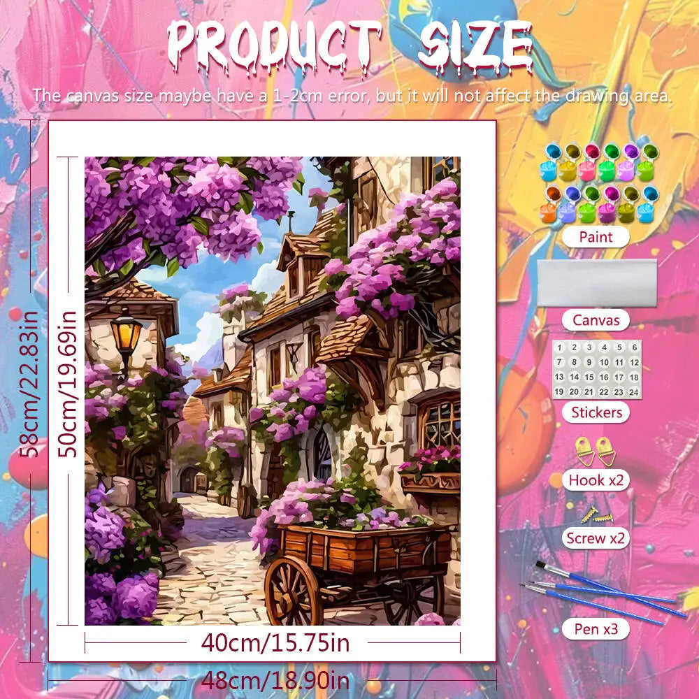 DIY Painting By Numbers On Canvas Flower House Digital Oil Painting Scenery Landscape Drawing On Canvas Wall Decor Living Room