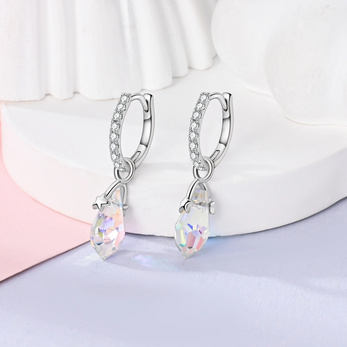 925 Sterling Silver Gold Drop Earrings For Woman Flower Round Sun Hoop Earring Pendientes Classic Original Woman Jewelry Gift