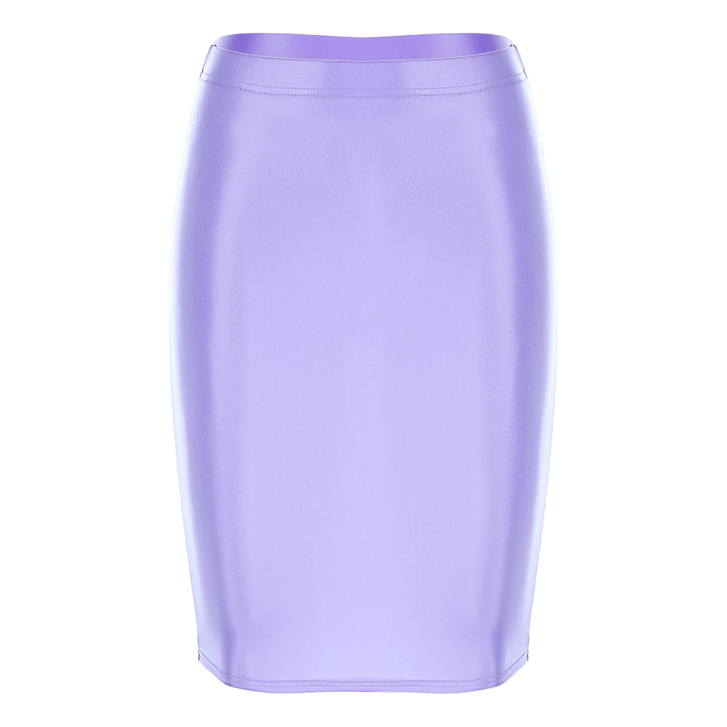 Womens Ladies Pencil Skirt Glossy Rave Party Clubwear Fashion Stretchy Casual Solid Color High Waist Bodycon Mini Skirts