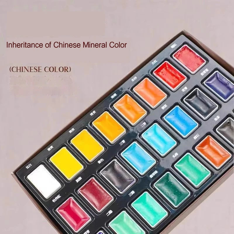 Chinese Painting Pigments 12/24 Color Classical Art Solid Pigments Portable Traditional Chinese Painting Drawing Art Supplies