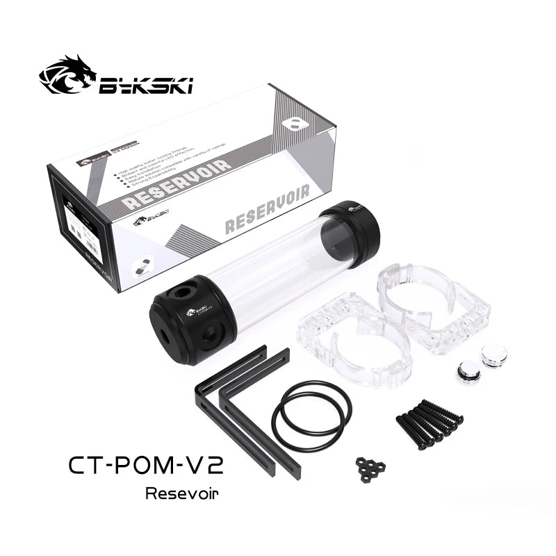 BYKSKI 150/260/200mm Length x 50MM Diameter Acrylic POM  Double Cylindrical Water-Cooled Tank Reservoir Cover CT-AL-V2/CT-POM-V2