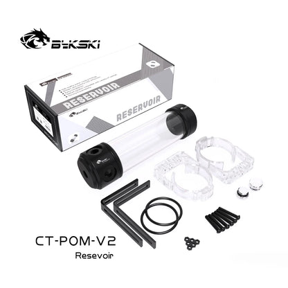 BYKSKI 150/260/200mm Length x 50MM Diameter Acrylic POM  Double Cylindrical Water-Cooled Tank Reservoir Cover CT-AL-V2/CT-POM-V2