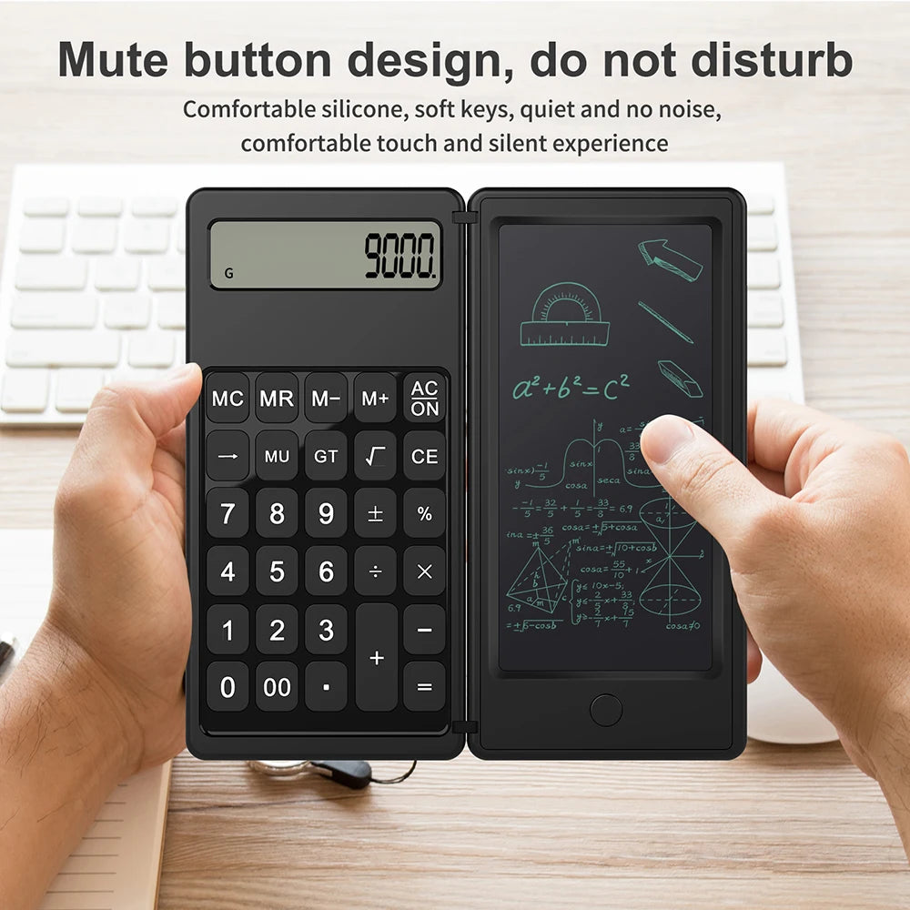 VAORLO 2-In-1 Smart Calculator & 6 Inch Writing Tablet Foldable 12 Digit LCD Display For Office Student Teachers Accountant