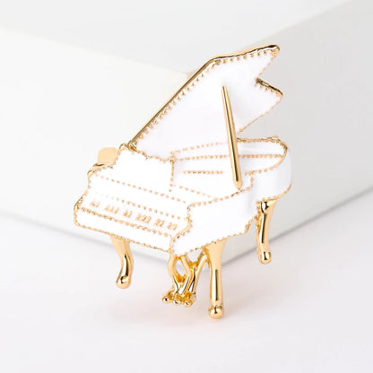 Classic Black Enamel Piano Brooches For Women Unisex Exquisite Alloy Instruments Music Party Brooch Pins Fashion Jewelry Gifts