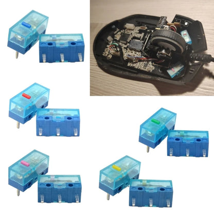 4Pcs New HUANO Blue Transparent Shell Mouse Micro Switch Button Pink Red Yellow Blue Green Dot Button Switch 3Pin 0.74N