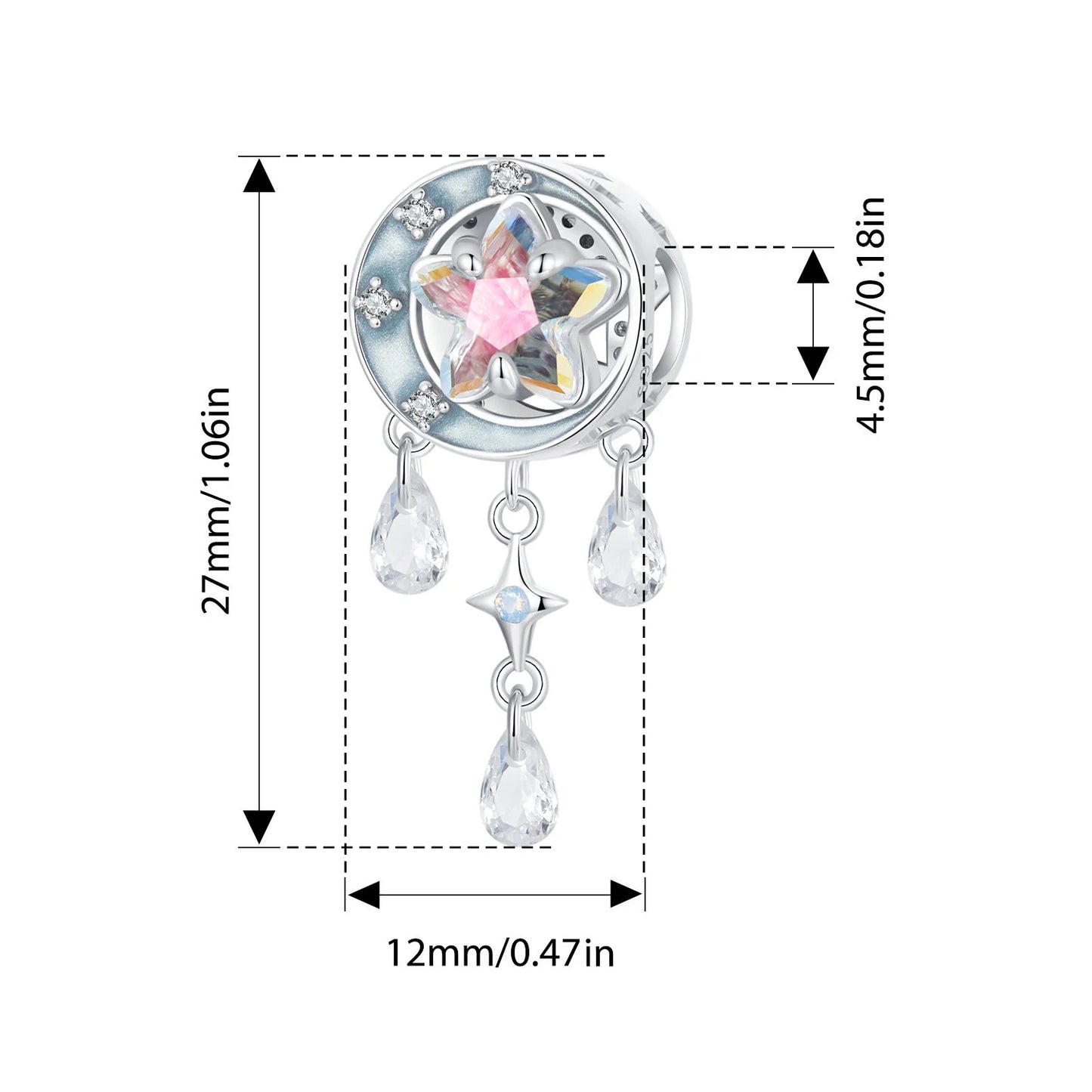 WOSTU 925 Sterling Silver Snowflake Charm Winter Snow Beads Purity Original Fit for Women Girls Necklace DIY Fine Jewelry Gift