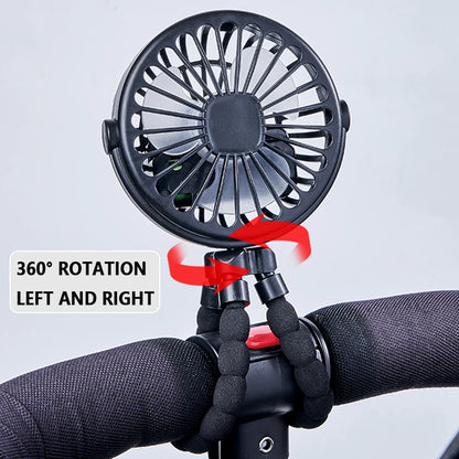 Octopus shape handheld fan standing, hanging and winding 4 forms night light design rechargeable long battery life mini student
