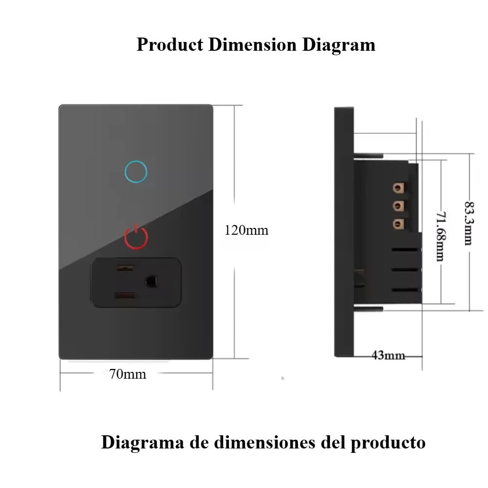 Melery Wifi Smart Tuya Light Switch Stairs Mexico US Wall Socket Plug Outlet Intelligent Glass Panel Remote Alexa Google Home