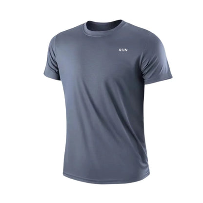 Schnelltrocknendes, kurzärmeliges Herren-Trainingsshirt mit Rundhalsausschnitt, feuchtigkeitsableitend, ideal für Fitnessstudio, Sport und Fitness. Leichtes Material.