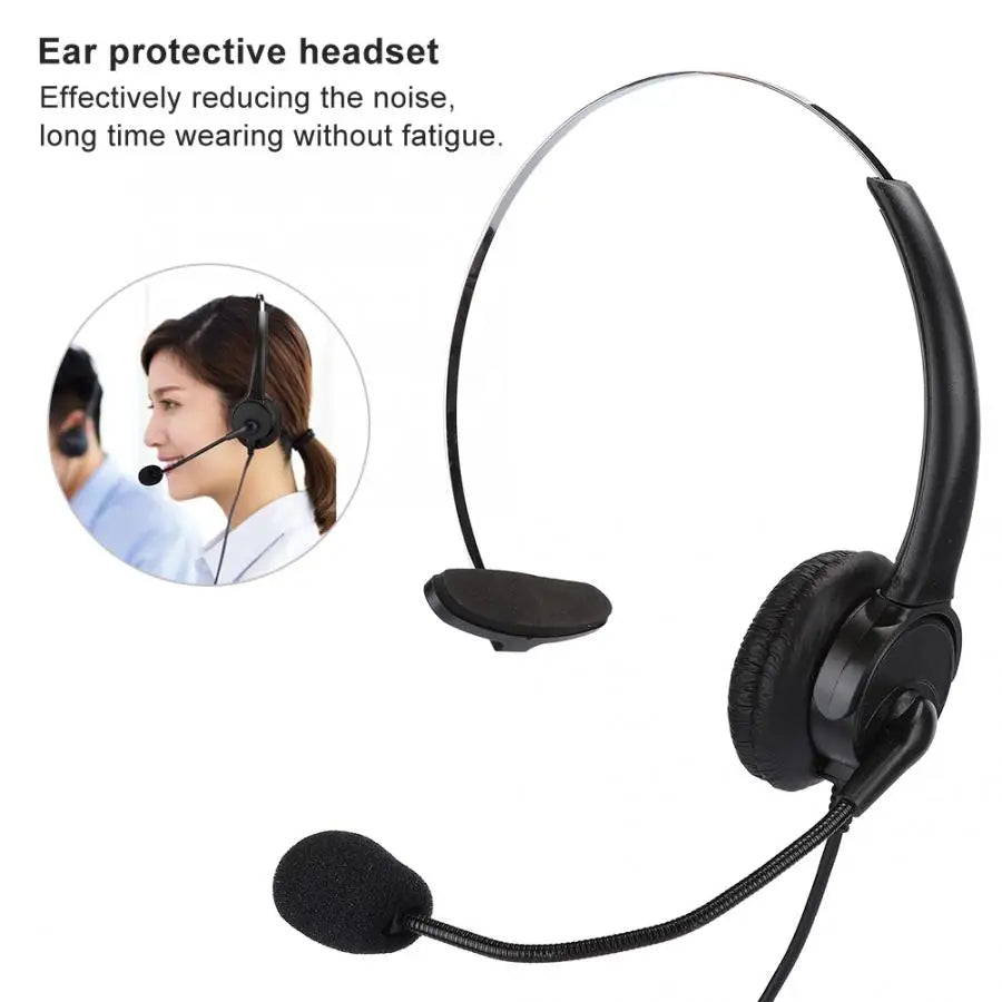with Microphone Ear Hanging type Headset PhoneMono-ear Headset Wired Landline Phone Earbuds Headset Handle Wired Headset
