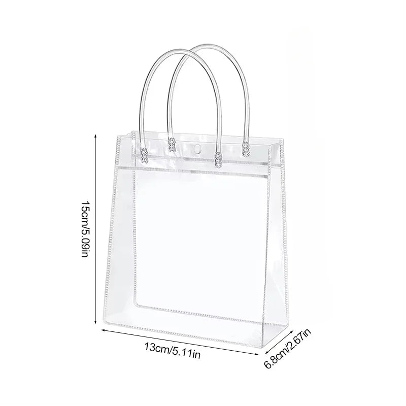 10/20Pcs Transparent Gift Bag with Handle Wedding Birthday Party Candy Gift Packaging Reusable Tote Bag Christmas Baby Shower