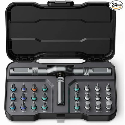 24-in-1 Magnetic Screwdriver Set, DIY Ratchet Driver Kit, Multi-Bit Portable Precision Repair Tool for Furniture, PC & Bicycle