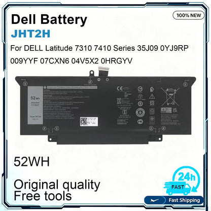 New JHT2H Laptop Battery For Dell Latitude 7380 7390 7480 7490 Series E7480 E7490 0JHT2H DM3WC CN-0JHT20H 35J09 0YJ9RP 52Wh