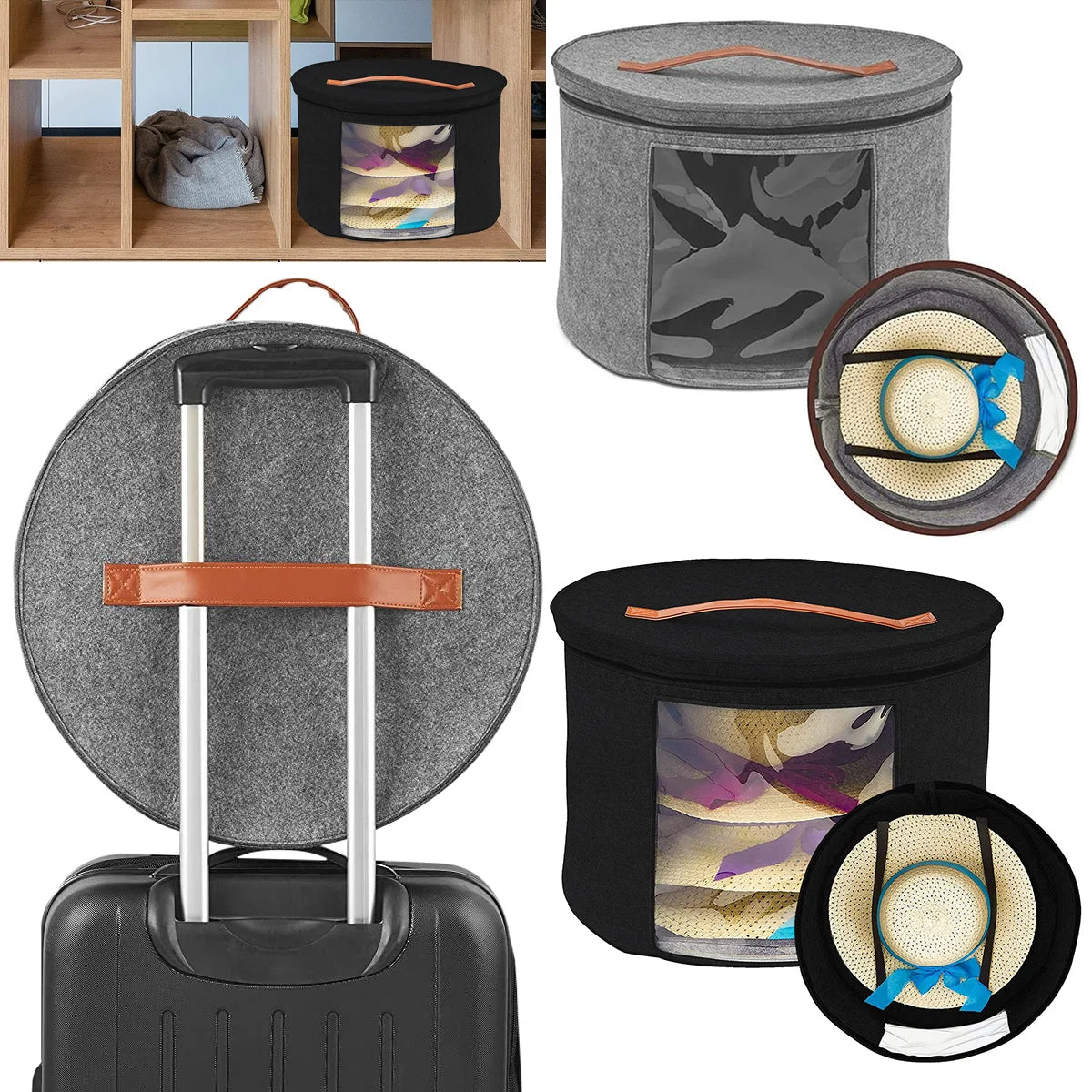 Holder Bag Felt Storage Box Dust Case Household Goods Sundries Storage Hats Bucket Clothes Organizers Large Capacity Travel Bags