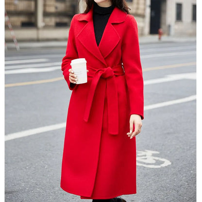 Autumn Winter Women Casual Jacket Woolen Blends Coats Female Korean Mid-Long Coat Girls Fashion Slim Baggy Clothes