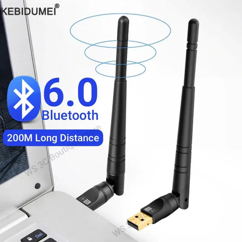 KEBIDUMEI USB Bluetooth 6.0 Adapter Dongle 200M Long Range Adaptador for PC Laptop Wireless Speaker Audio Receiver Transmitter