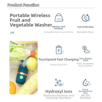Fruit And Vegetable Purifier Machine Ultrasonic Cleaner Device Large Capacity Battery With Usb Fast Kitchen Countertop Sink
