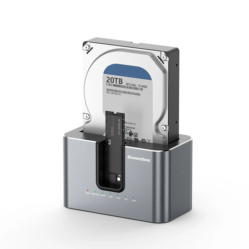 Dual Bay 2.5"/3.5" SATA HDD SSD Docking Station 10Gbps M.2 NVMe Enclosure Offline Clone Hard Drive Dock for 2.5'' 3.5'' HDD/SDD