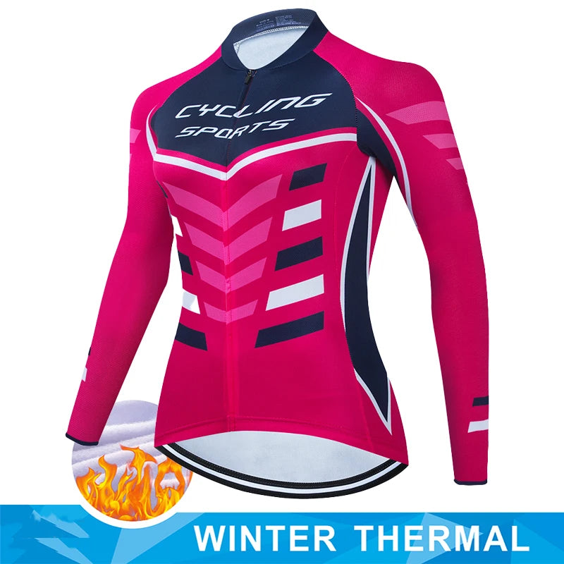 Women Winter Thermal Fleece Clothes 2026 Cycling Uniform Cycle Jersey Clothing Jerseys Pants Gel Bib MTB Jacket Suit Bike Outfit