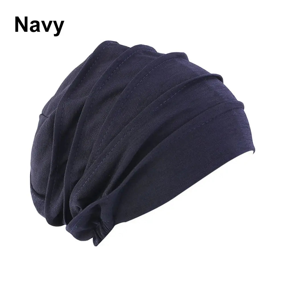 Women Elastic Turban Beanie Soft Cotton Bonnet Muslim Hijabs Head Wrap Chemo Hat