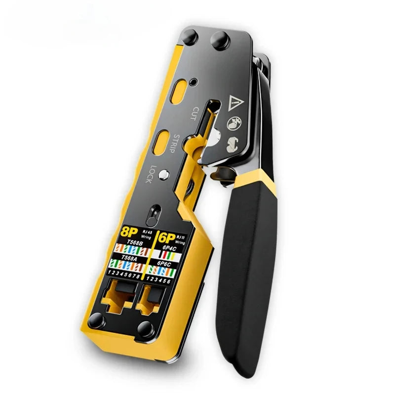 Kebidu RJ45 Crimp Plier Pass Through Ethernet Modular Plug Crimping Tool for Cat6 Cat5 Cat5e RJ45 Connectors 8P6P RJ11 Connector
