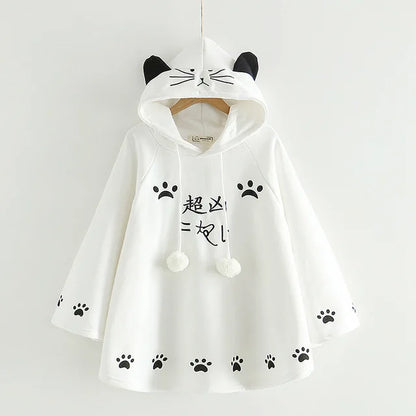 Japanese Poncho Cloak Jackets Mori Girl Autumn Winter Hooded Kawaii Cape Coat 2021 Padded Cute Pullover Capes Femme Shawl Jacket