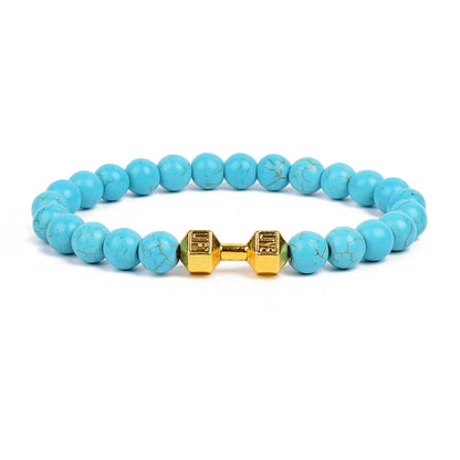 Dumbbells For Men Beads Bracelet Natural Black Volcanic Lava Stone Energy Barbell Fashion Bracelets Bangles Handmade Jewelry