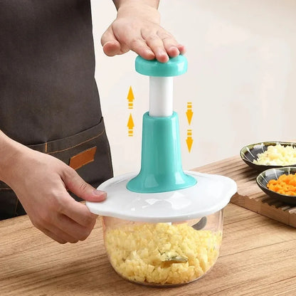 Manual Food Chopper Vegetable Chopper Hand Press Household Garlic Press Multifunctional Meat Grinder for Fruits Veggies Salad