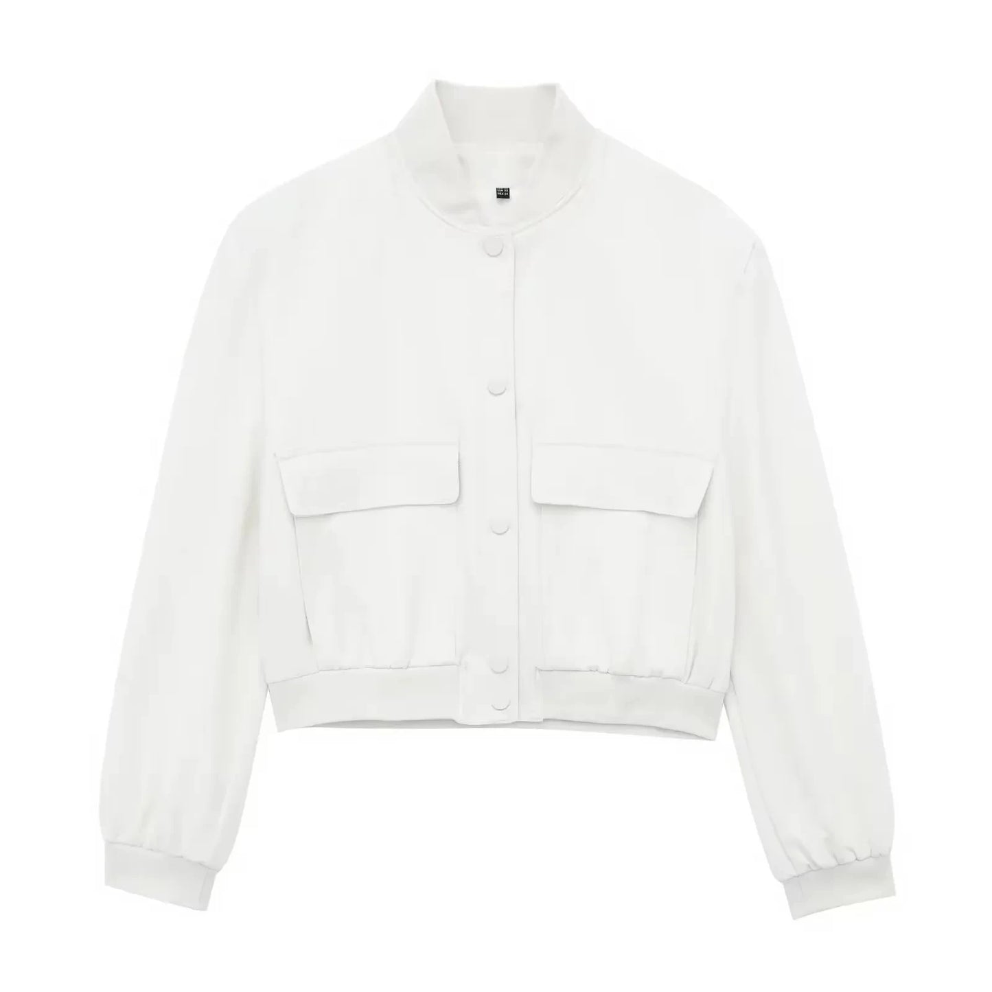 HH Women Casual Solid Bomber Jackets Fashion Long Sleeve Buttons Crop Coats Pockets Female 2025 Autumn Elegant Outerwear