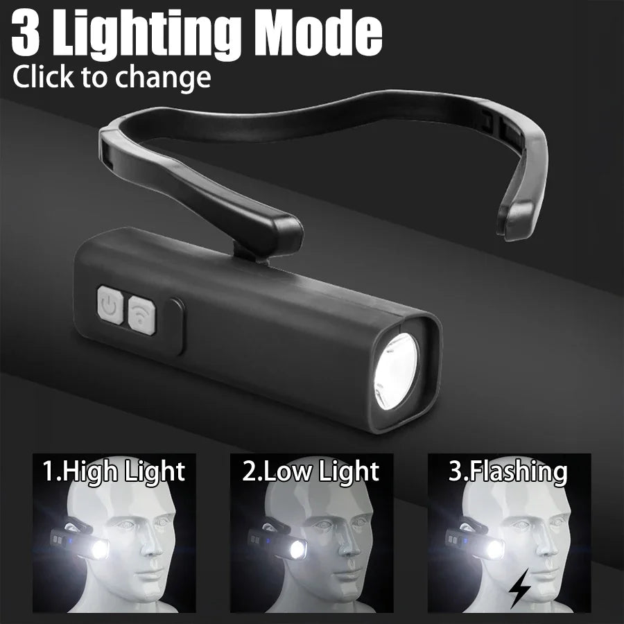 2025 New Ear-Hanging Headlamp, 1000 Lumens Motion Sensor LED Head Light, 3 Modes Light for Hands Free Camping Running Repair