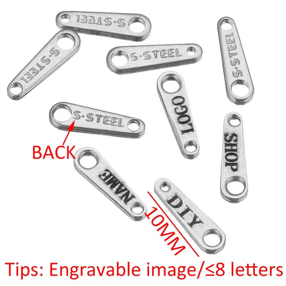 50pcs Customized Custom Laser Engrave Name LOGO Stainless Steel Personalized Necklace Extend Chain Tail Tag Jewelry Wholesale