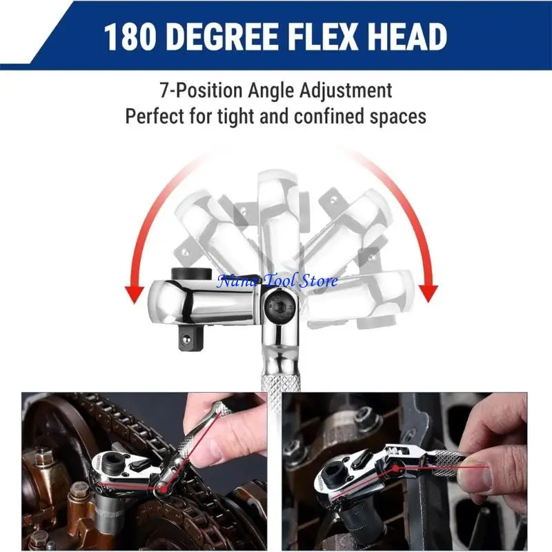 31GJ 1/4inch Drive Ratcheting Wrench Featuring 72Tooth Mechanism Reversible Switching