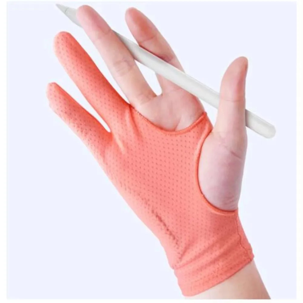 1PC Artist Drawing Glove for Any Graphics Drawing Table 2 Finger Anti-Fouling Both for Right and Left Hand Black Drawing Gloves