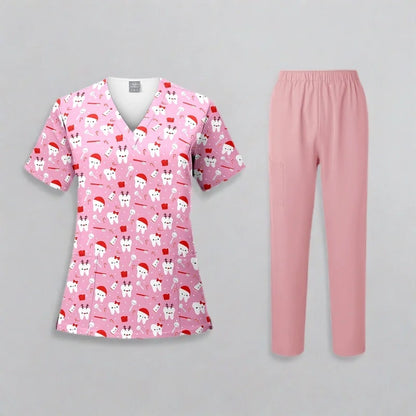 Animal Printing Surgery Scrubs Tops Pet Grooming Uniforms Beauty Salon Work Clothing Pet Clinic Veterinary Health Check Uniforms