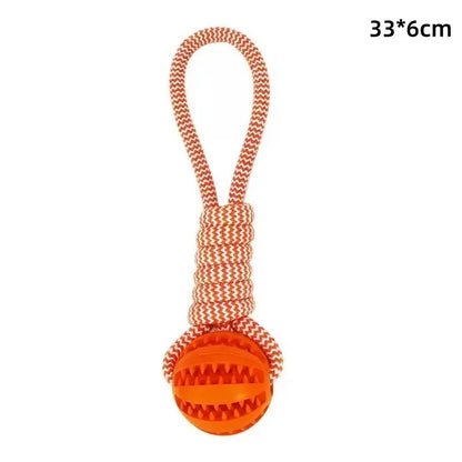 Pet Teeth Cleaning Treat Dispensing Rope Ball Toy, Interactive Tug Rope Chew Toy for Dogs, Slow Feeder Relieve Boredom