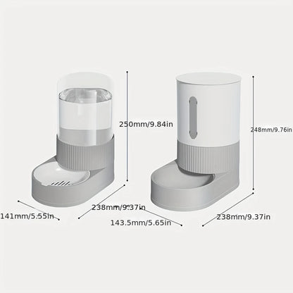 Large Capacity Cat Feeder Automatic Cat Water Dispenser Cat Food Bowl Gravity Food Storage Container for Cats Dogs Pet Supplies