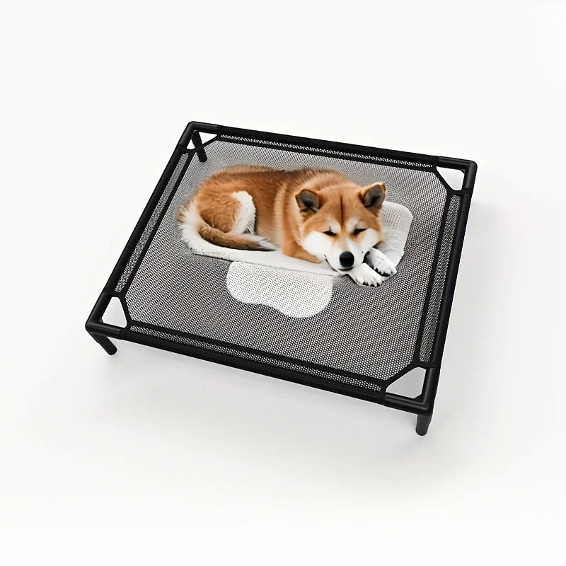 Cooling Elevated Dog Bed - Raised Dog Cot Fits, Pet Cot with Durable Supportive Mesh, Indoor & Outdoor, Black, Small Pet Bed