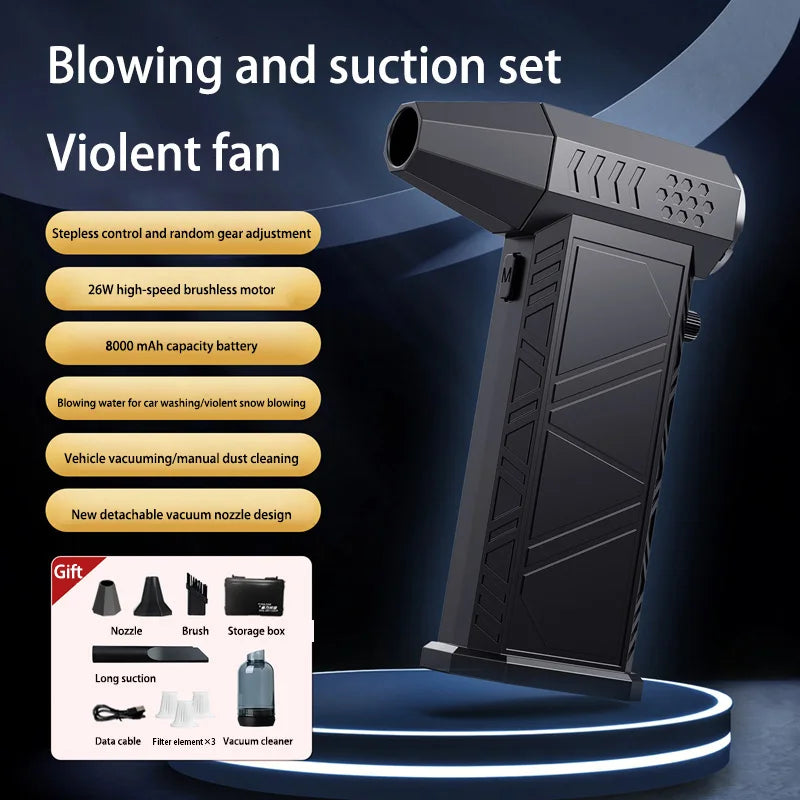 Lenovo 2 In1 Violent Fan Powerful Electric Air Blower Portable Dust Cleaner Type-C Charging Brushless Turbo Jet Fan Blower